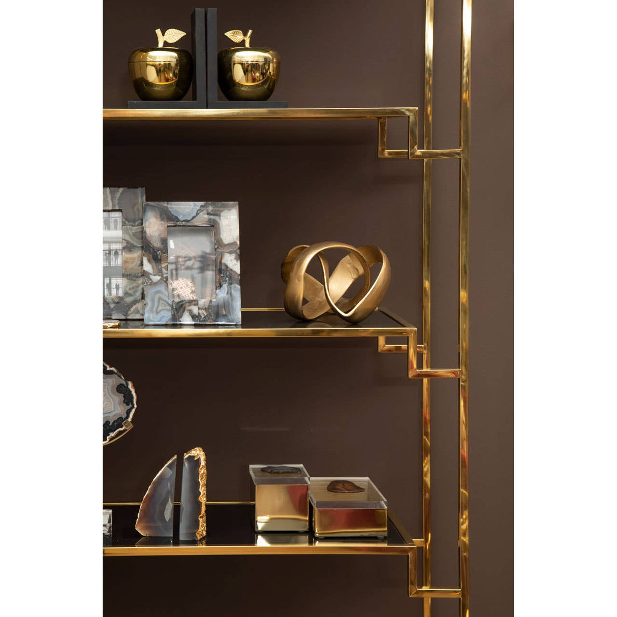 Bowerbird Agata Grey / Gold Bookends