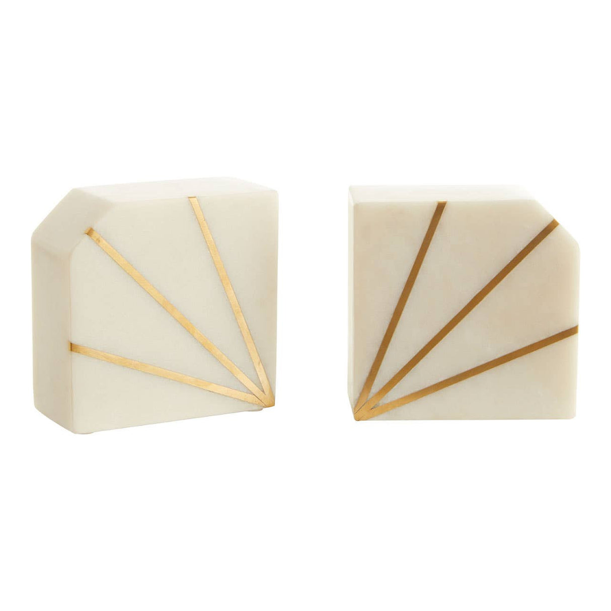 Sena White Marble and Gold Bookends