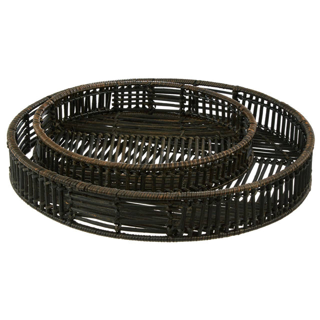 Batu Set Of 2 Black Trays
