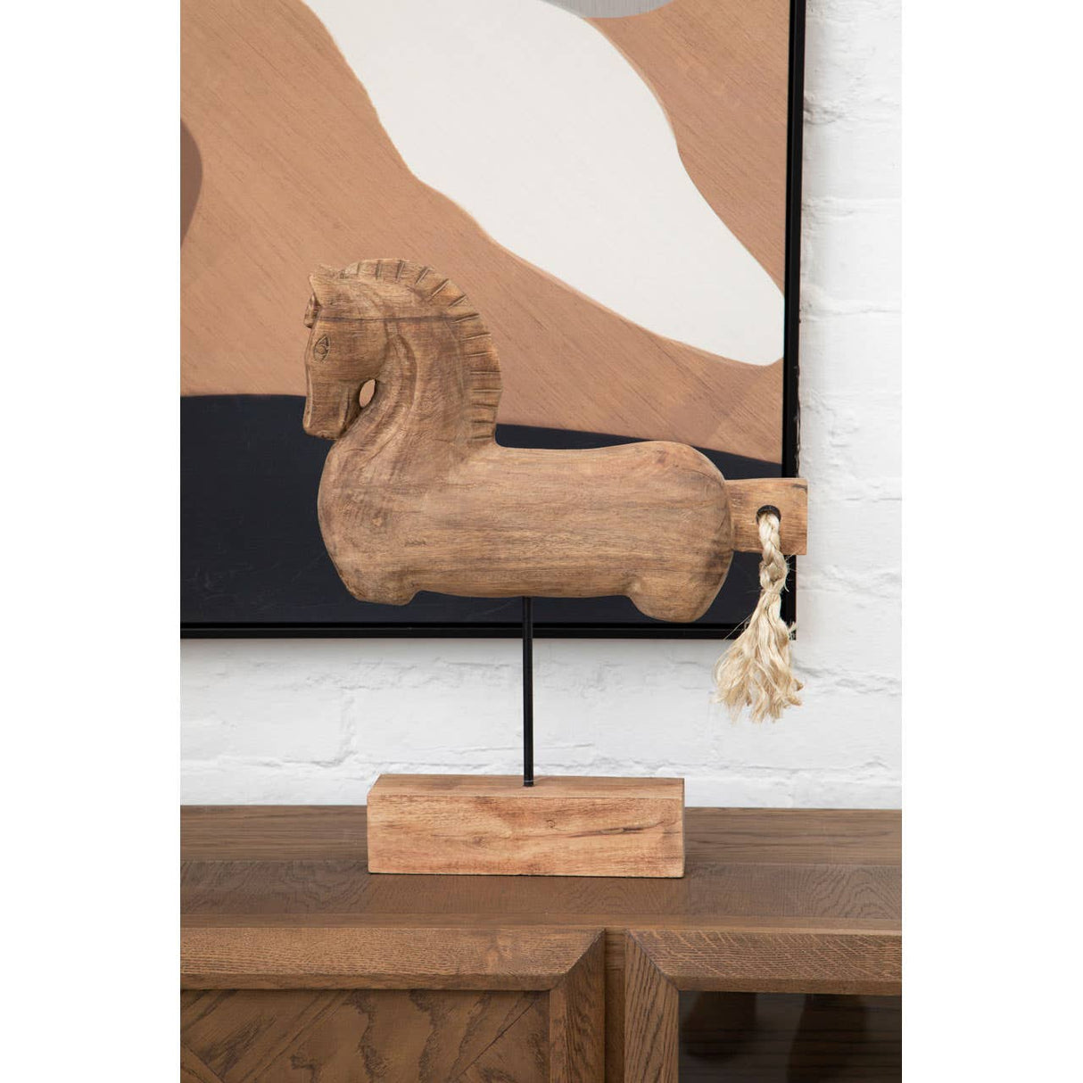 Natural Wood Horse Sculpture