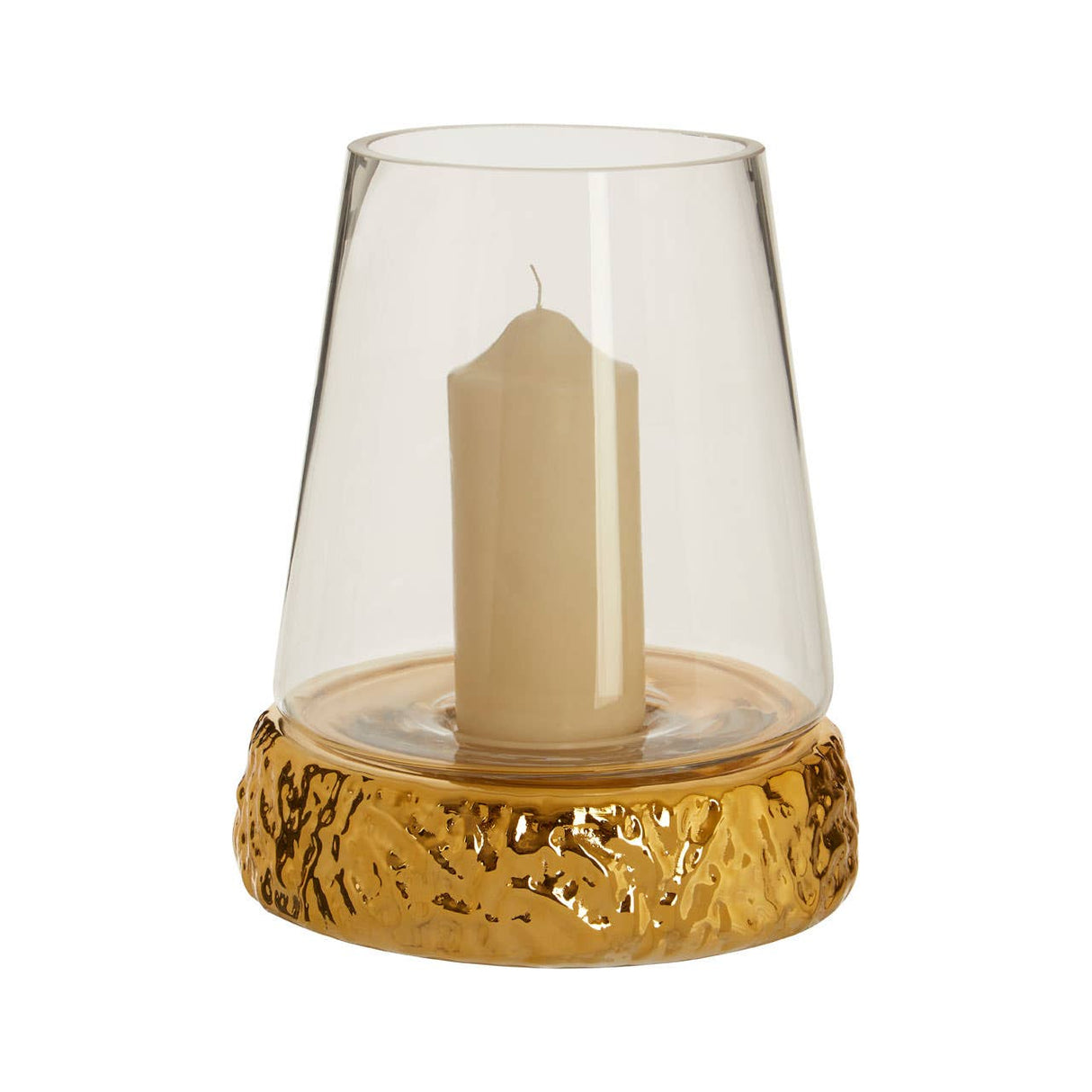 Martele Small Hurricane Gold Candle Holder