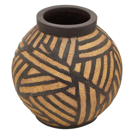 Darnell Round Natural And Black Planter