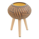 Darnell Round Brown Planter With Angular Legs