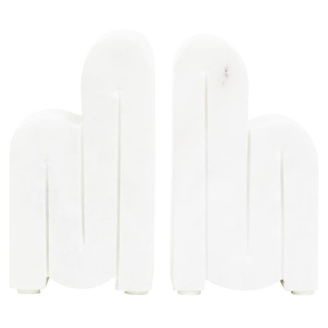 Nason Set Of Two White Marble Bookends