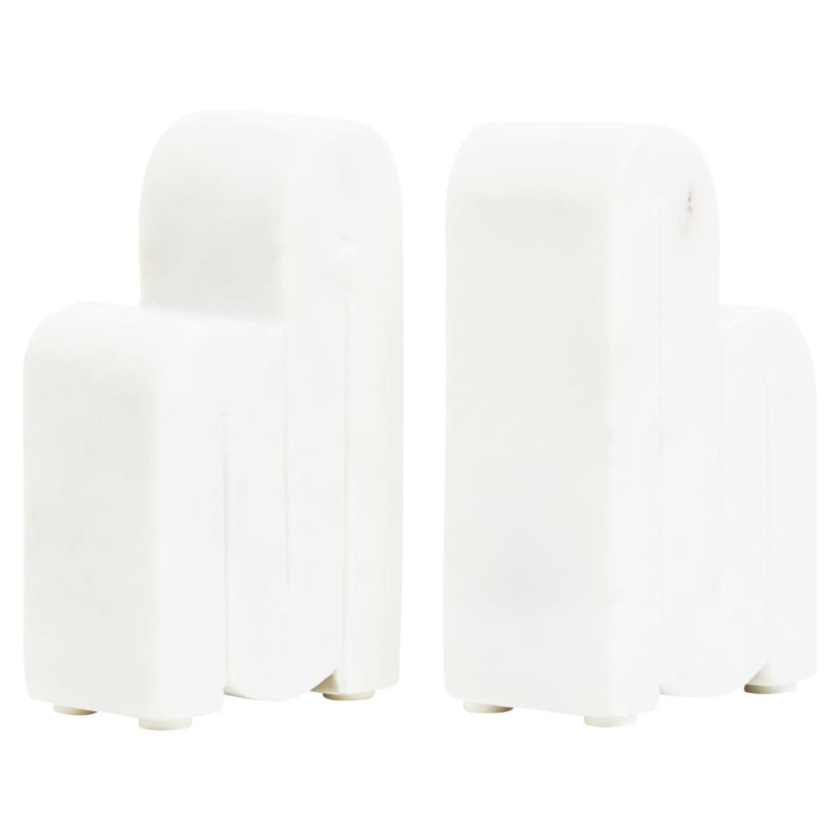 Nason Set Of Two White Marble Bookends