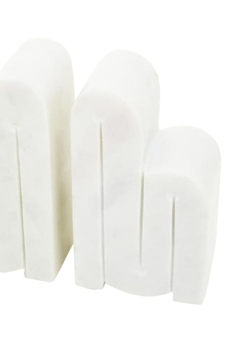 Nason Set Of Two White Marble Bookends