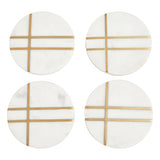 Omari Set of Four White Marble Gold Inlay Round Coasters