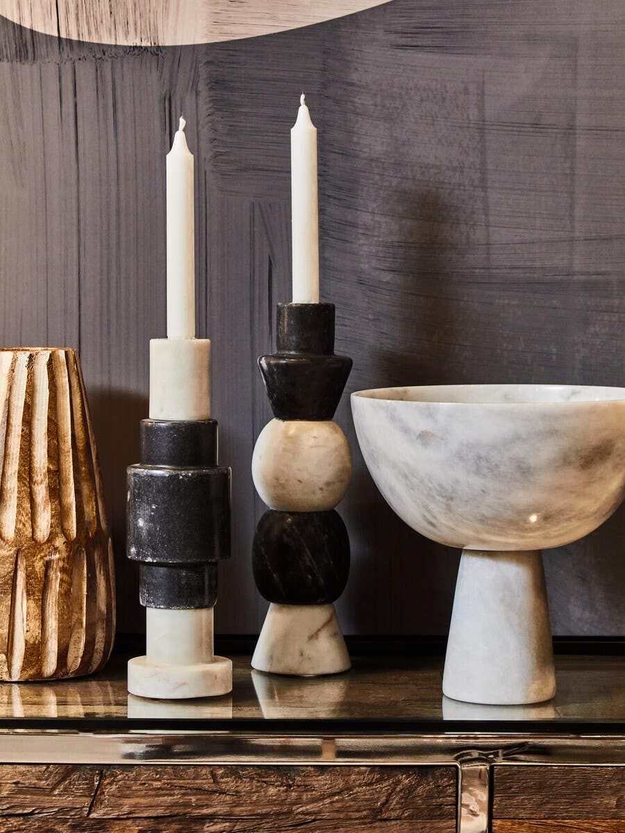 Oxana Layered Marble Candle Holder