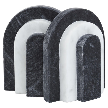 Oxana Black And White Marble Bookends