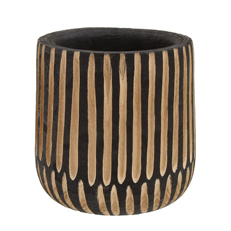 Arlo Large Engraved Natural And Black Planter