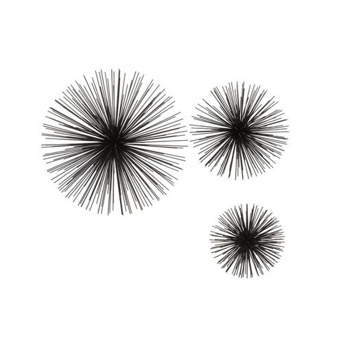 Mirano Set of 3 Black Finish Starburst Wall Decor