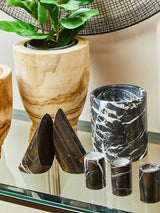 Salmo Set Of Three Black Marble Tealight Holders