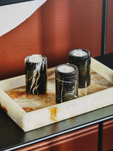 Salmo Set Of Three Black Marble Tealight Holders