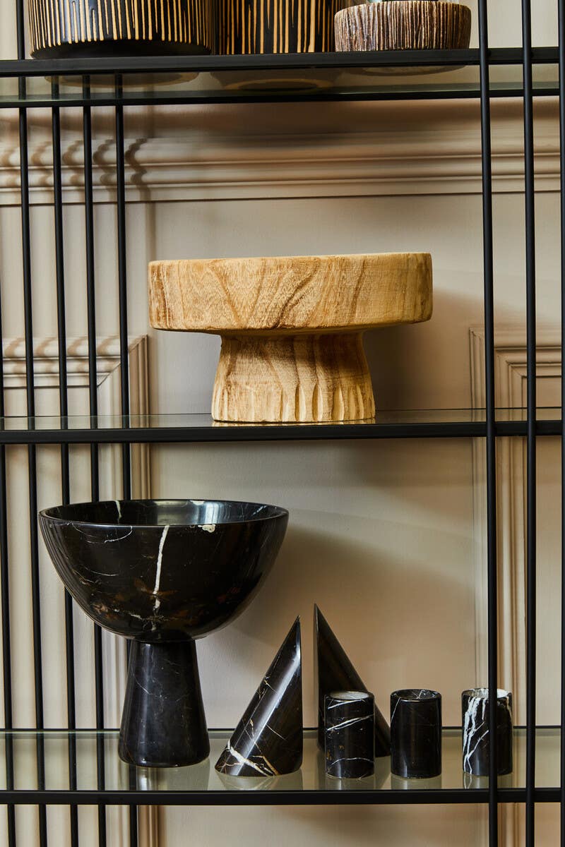 Salmo Set Of Three Black Marble Tealight Holders