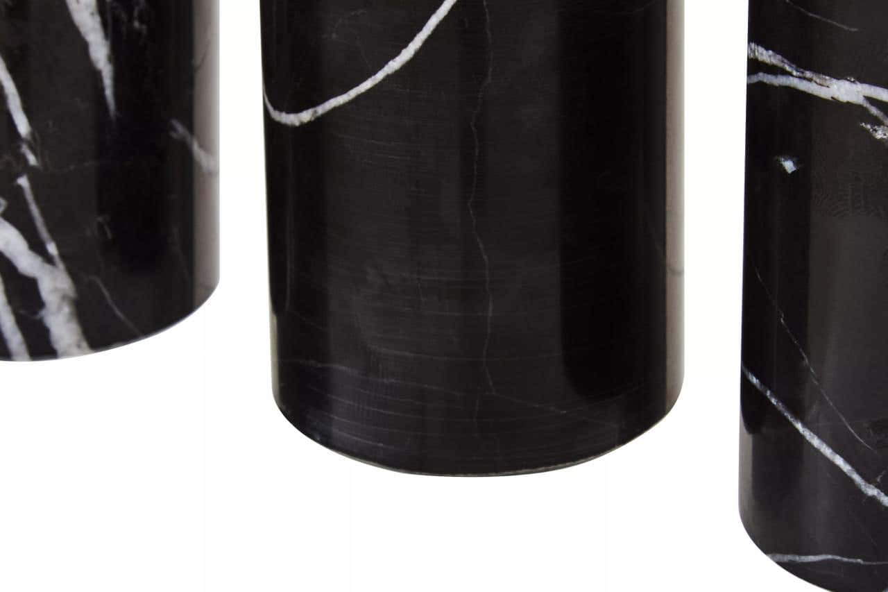 Salmo Set Of Three Black Marble Tealight Holders
