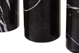 Salmo Set Of Three Black Marble Tealight Holders