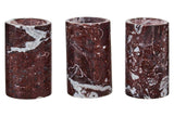 Salmo Set Of Three Red Marble Tealight Holders