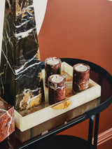 Salmo Set Of Three Red Marble Tealight Holders