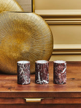 Salmo Set Of Three Red Marble Tealight Holders
