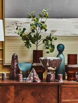 Salmo Set Of Three Red Marble Tealight Holders