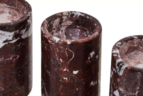 Salmo Set Of Three Red Marble Tealight Holders