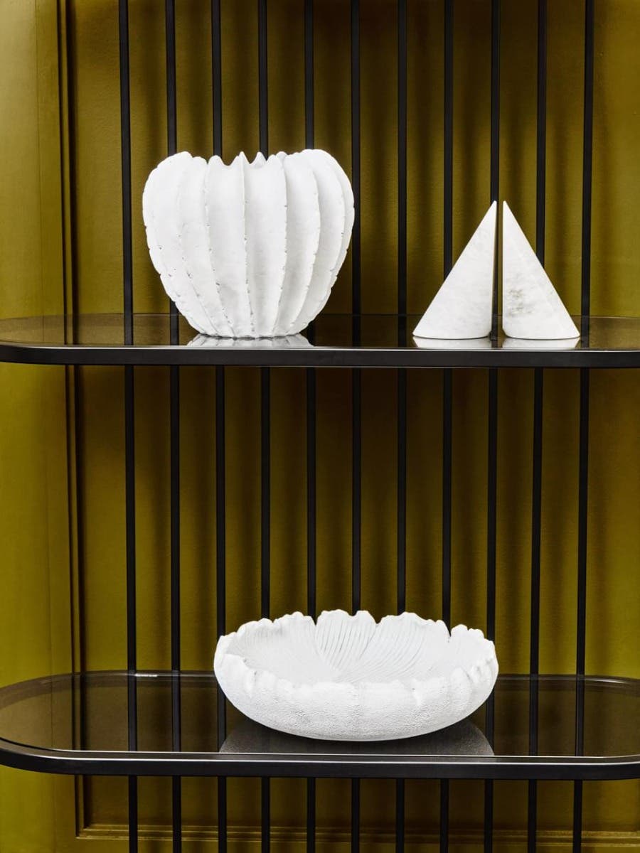 Salmo Set Of Two White Marble Bookends