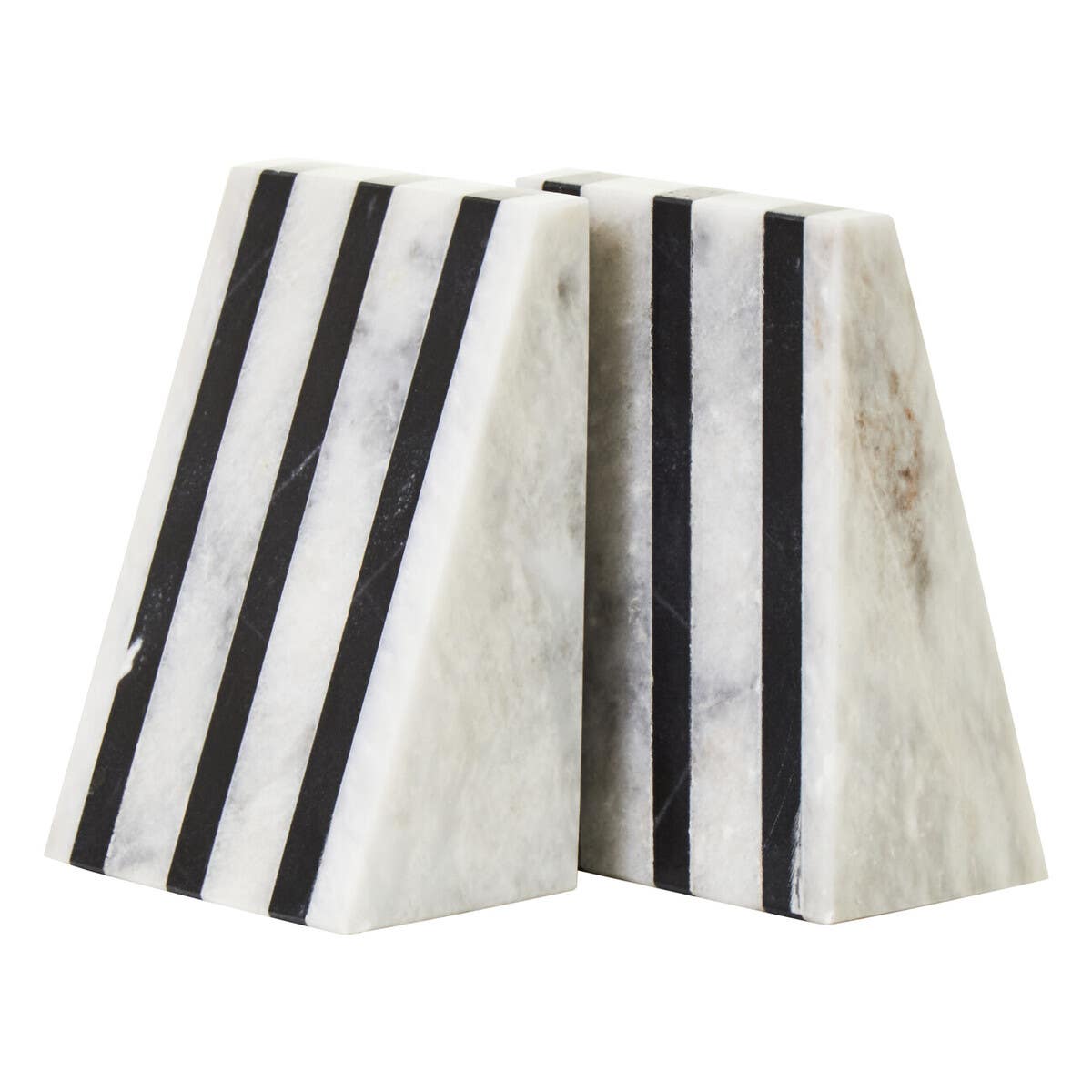 Soma Set of Two Striped White Marble Bookends