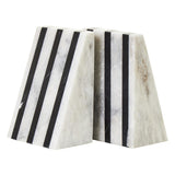 Soma Set of Two Striped White Marble Bookends