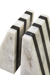 Soma Set of Two Striped White Marble Bookends