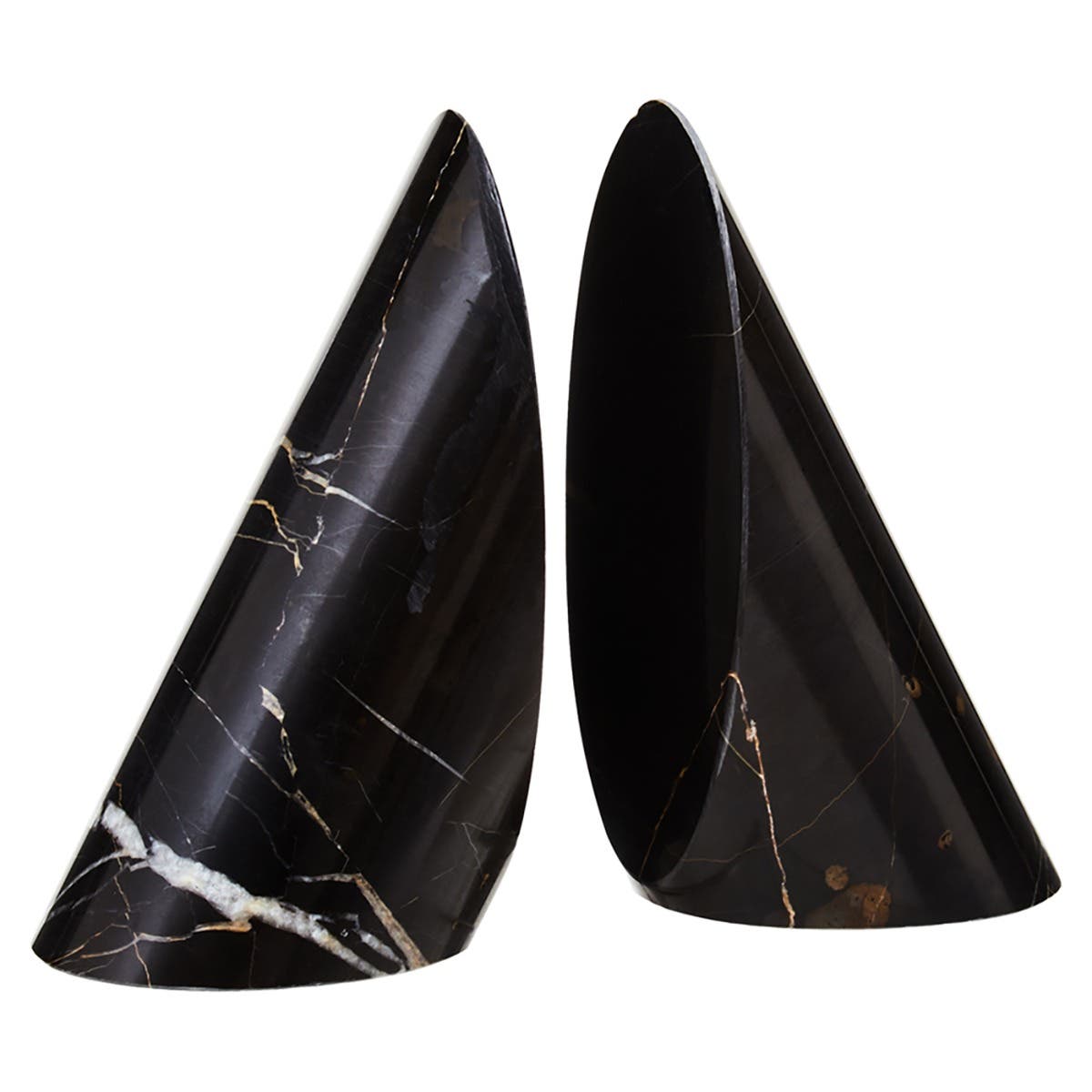 Soma Set of Two Black And White Striped Marble Bookends