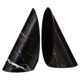 Soma Set of Two Black And White Striped Marble Bookends