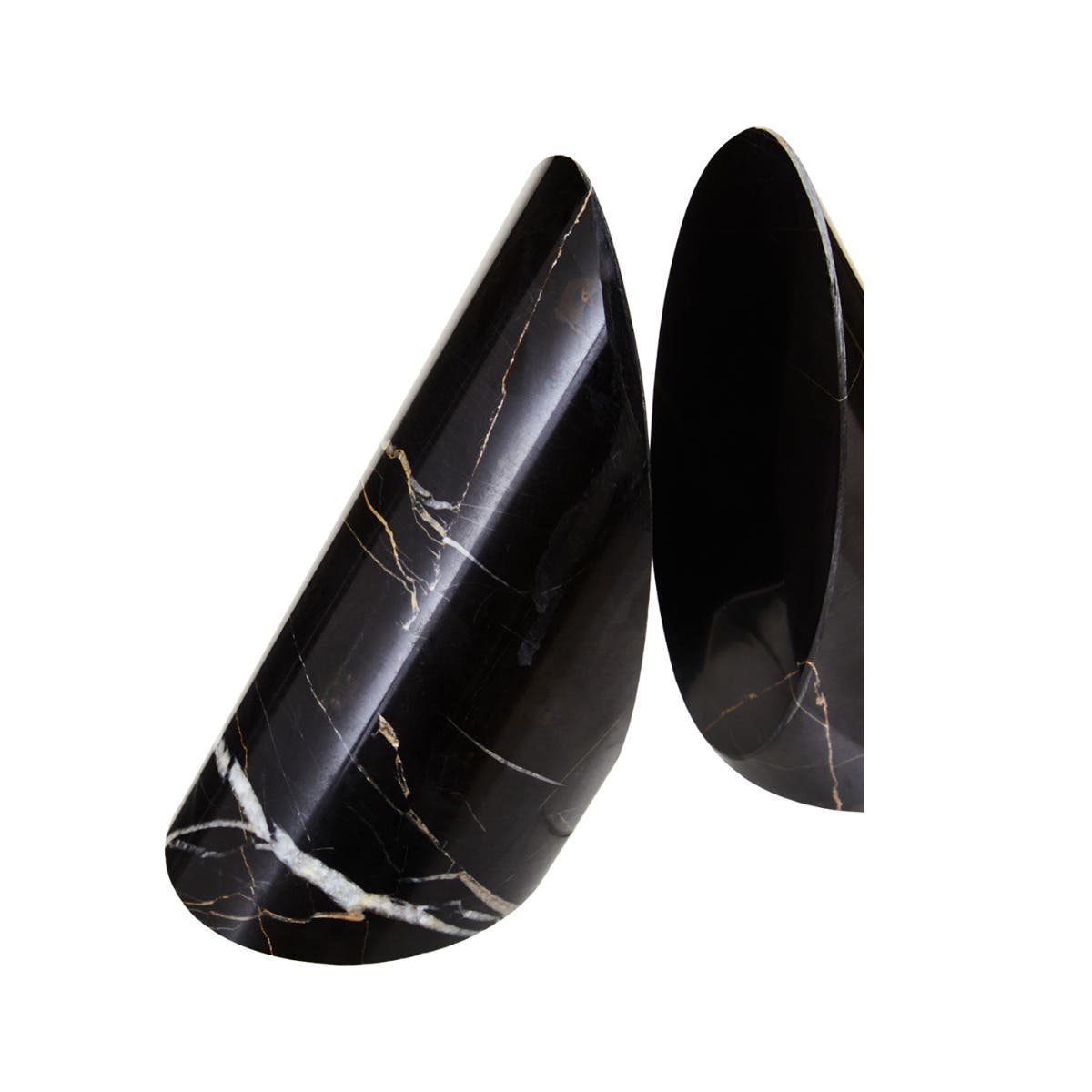 Soma Set of Two Black And White Striped Marble Bookends