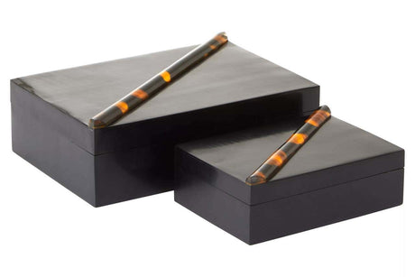 Roma Set Of Two Tortoise Shell Trinket Boxes