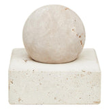 Tibor Sphere on Plinth Travertine Sculpture
