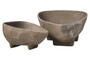 Deriva Set of Two Textured Grey Bowls