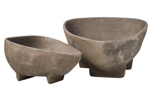 Deriva Set of Two Textured Grey Bowls