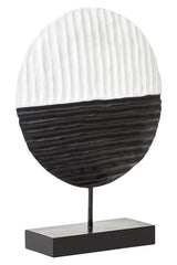 Fidel Black and White Mango Wood Round Sculpture