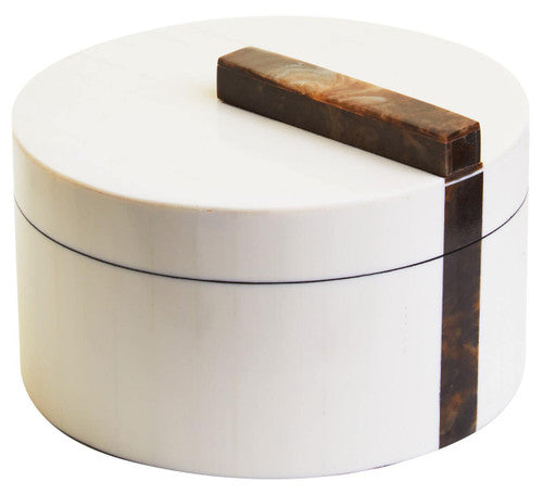 Decio Cream and Brown Large Round Box