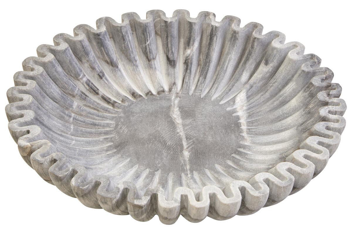 Savio Large Grey Fluted Marble Bowl