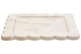 Savio White Marble Square Large Tray with Scallop Edges