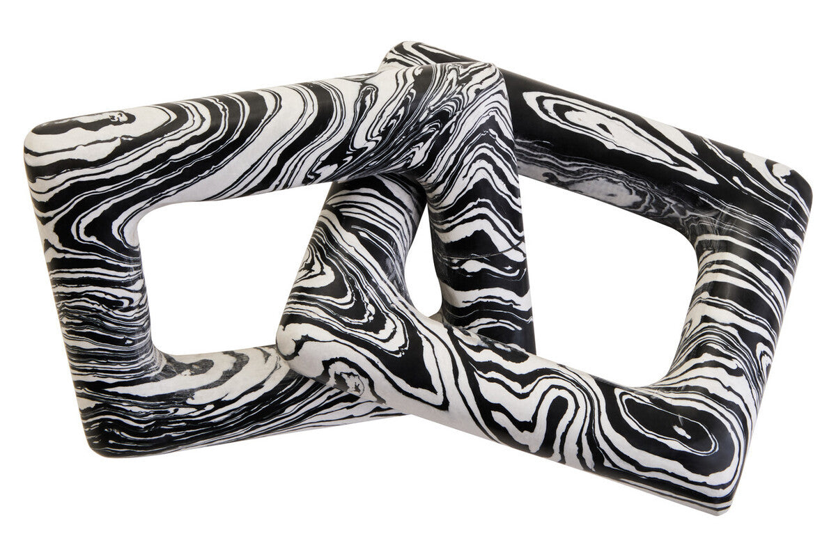 Helsa Black And White Marble Two Link Chain Decor