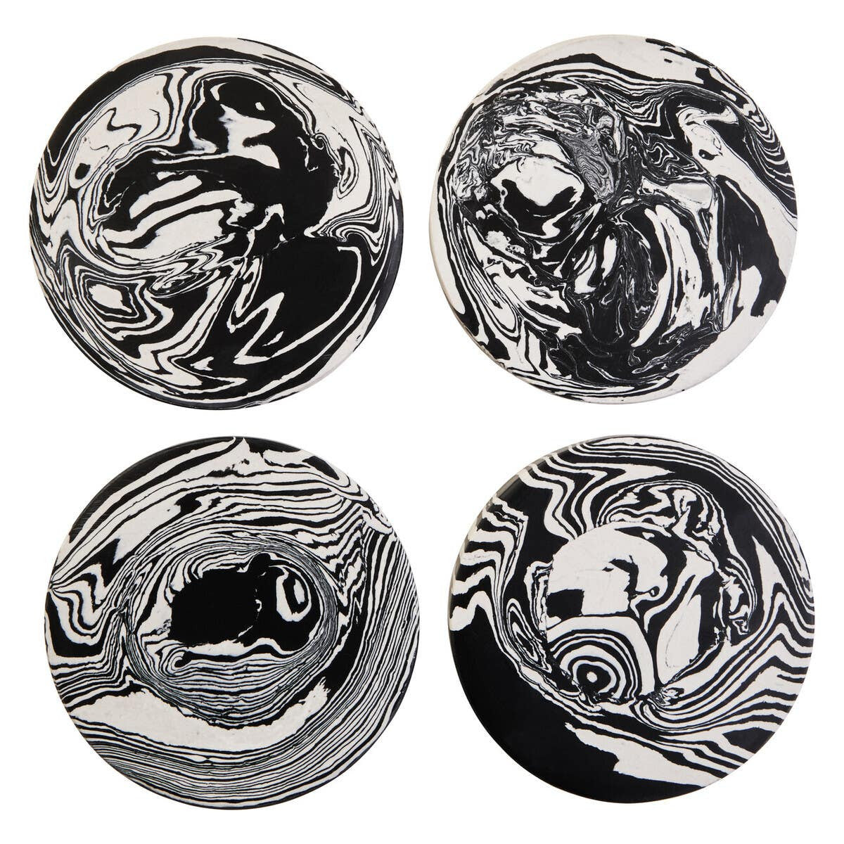 Helsa Set of Four Black and White Marble Coasters