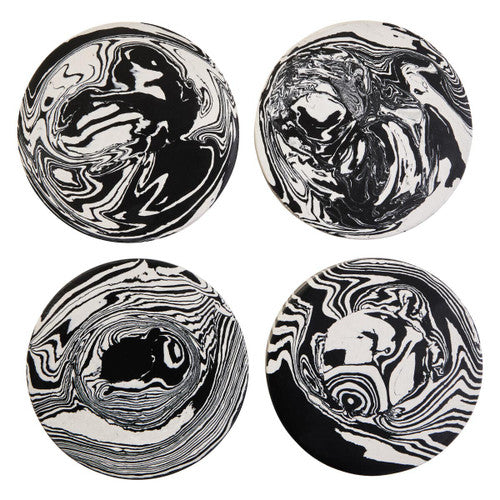 Helsa Set of Four Black and White Marble Coasters