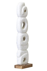Fidel Rustic White Mango Wood Stacked Ring Sculpture
