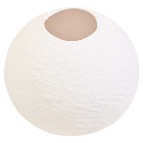 Sanai White Cotton Mache Small Round Vase