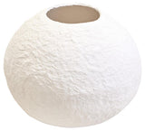 Sanai White Cotton Mache Large Round Vase