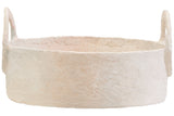 Sanai Natural Cotton Mache Round Tray with Decorative Handles