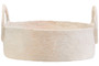 Sanai Natural Cotton Mache Round Tray with Decorative Handles