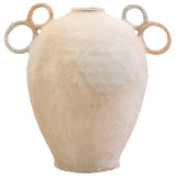 Sanai Natural Cotton Mache Large Vase With Decorative Handles