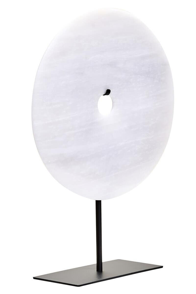 Zoro Large Round Dia 30cm Grey Marble Disc Sculpture